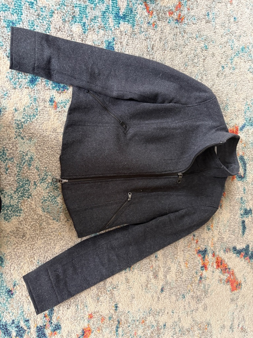 Martin + Osa Charcoal Wool Coat with Navy Label